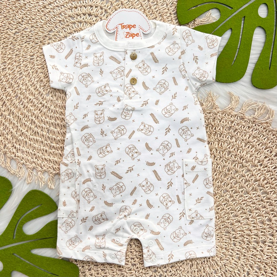 Macacão curto Branco estampado Capivarinhas